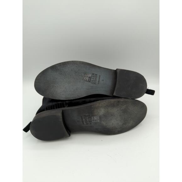 Eileen Fisher | Suede Leather Black Ankle Zip Up Bootie | Size 6 - Picture 7 of 8